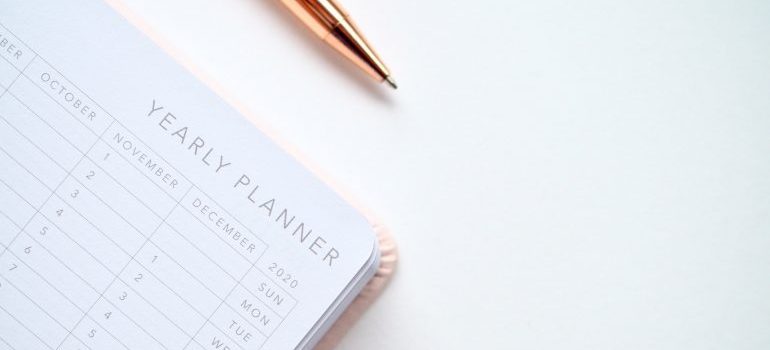 Close up of a planner