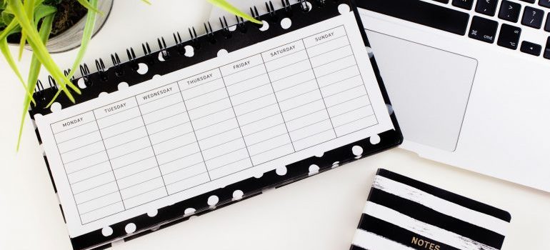 Empty planner where you can plan how to prepare your home for movers
