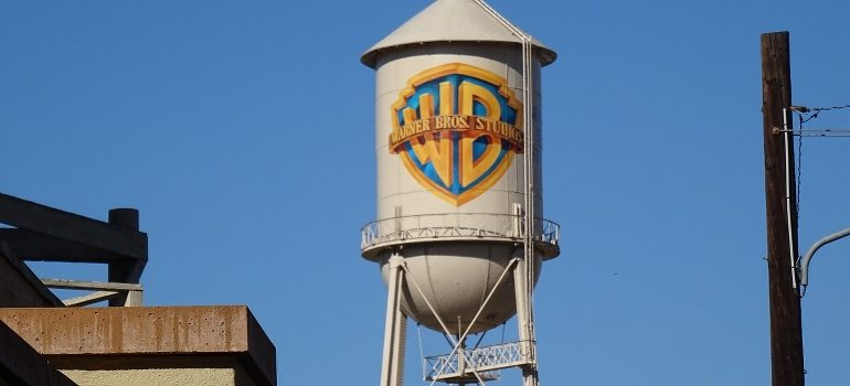 Warner Bros logo on a water tank