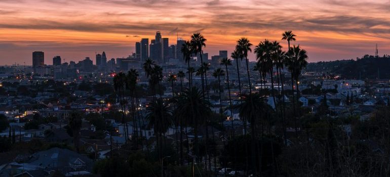 The evening view of Los Angeles